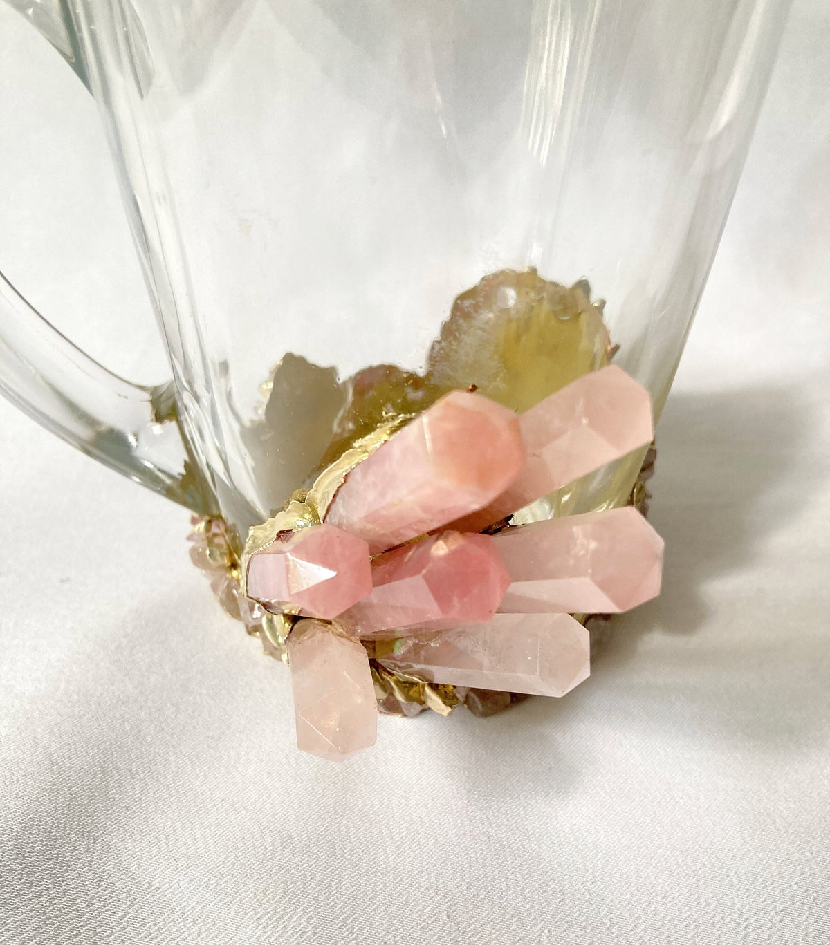 Handcrafted Crystal Coffee & Tea Glasses with Rose Quartz Agate