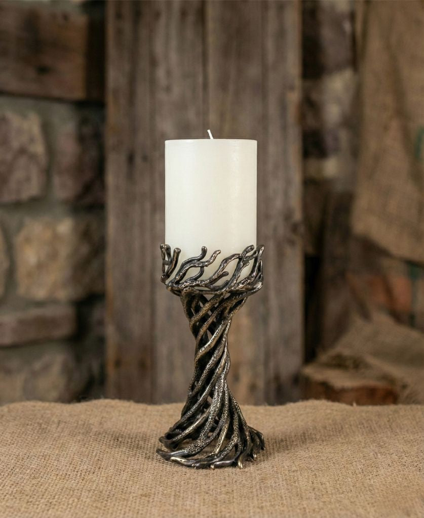 Bark Sculptural Pillar Candle Holder