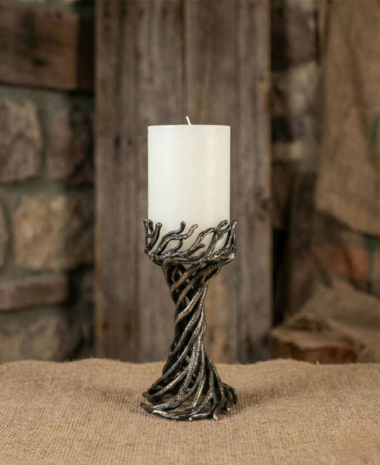 Bark Sculptural Pillar Candle Holder