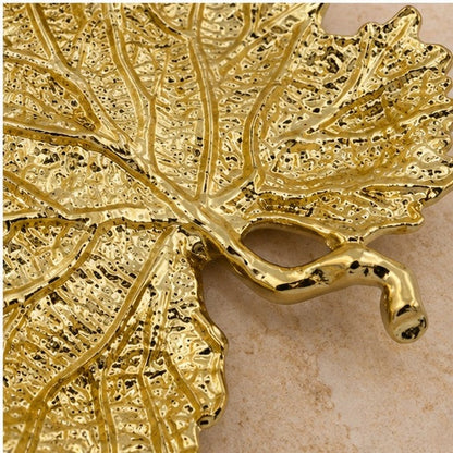 Maple Leaf Tray - Decorative Metal Tray | Centerpiece | Home Accent | Gold, Silver or Antique Finish