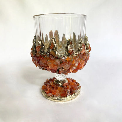 Crystal Wine Glasses with Red Agate – Set of 2, 7 oz