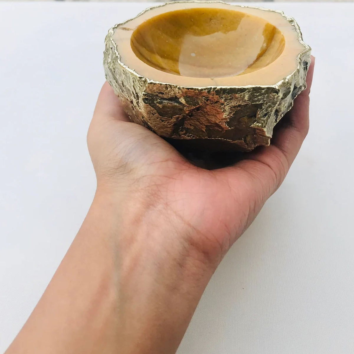 Mustard Yellow Agate Geode Nut/trinket/Jewelry Bowl