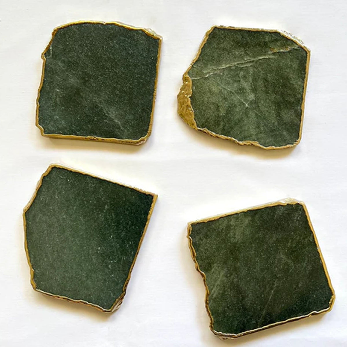 Emerald Green Aventurine Natural Edge Coasters – Set of 4