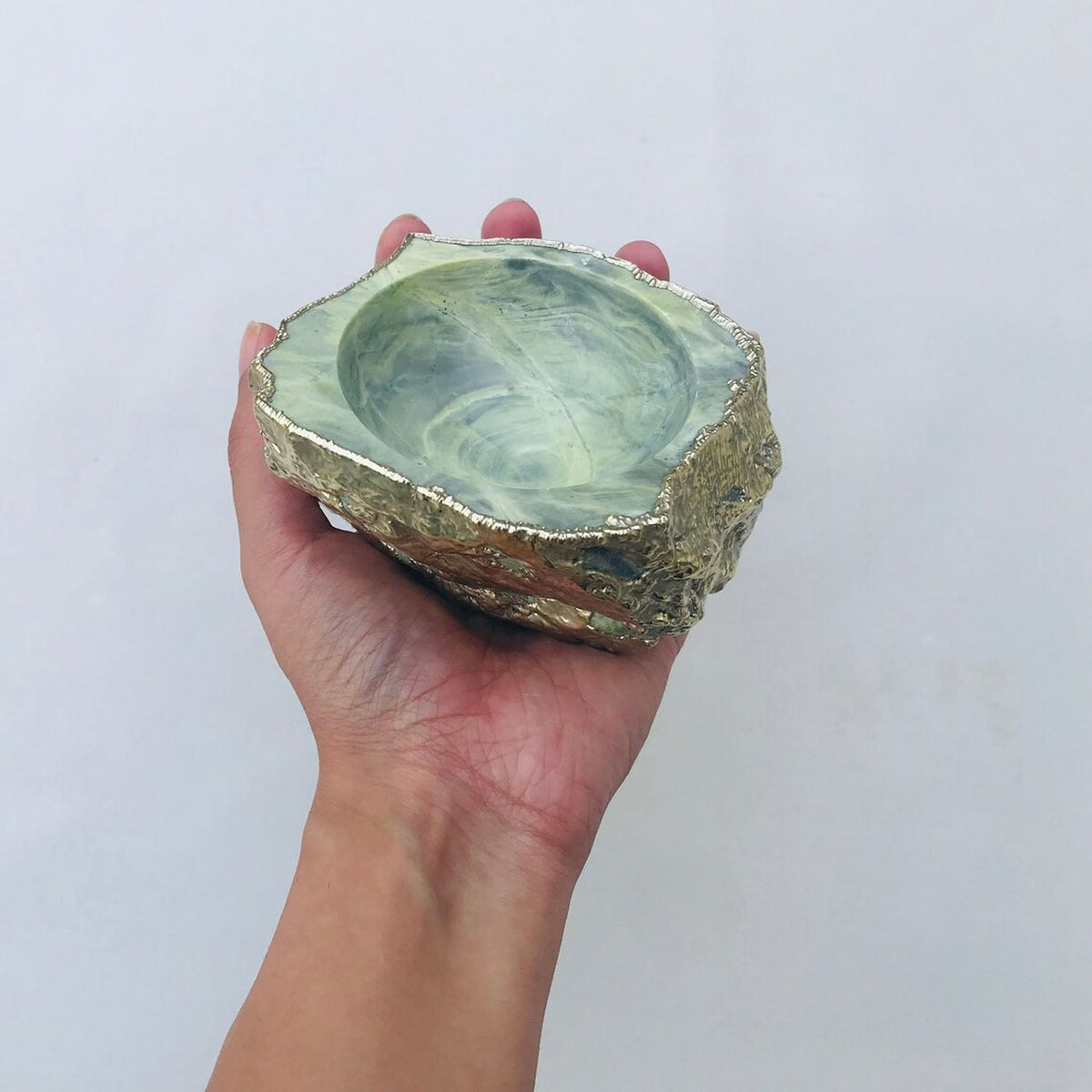 Lime Green Agate Geode Nut/trinket/Jewelry Bowl