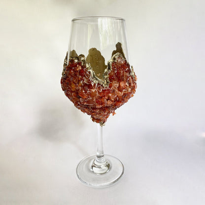 Crystal Wine Glasses with Red Agate – Set of 2, 16 oz