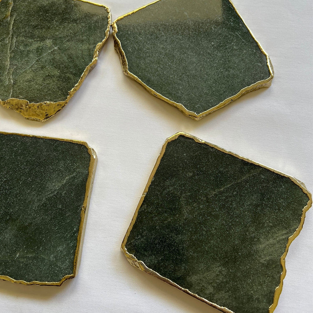 Emerald Green Aventurine Natural Edge Coasters – Set of 4