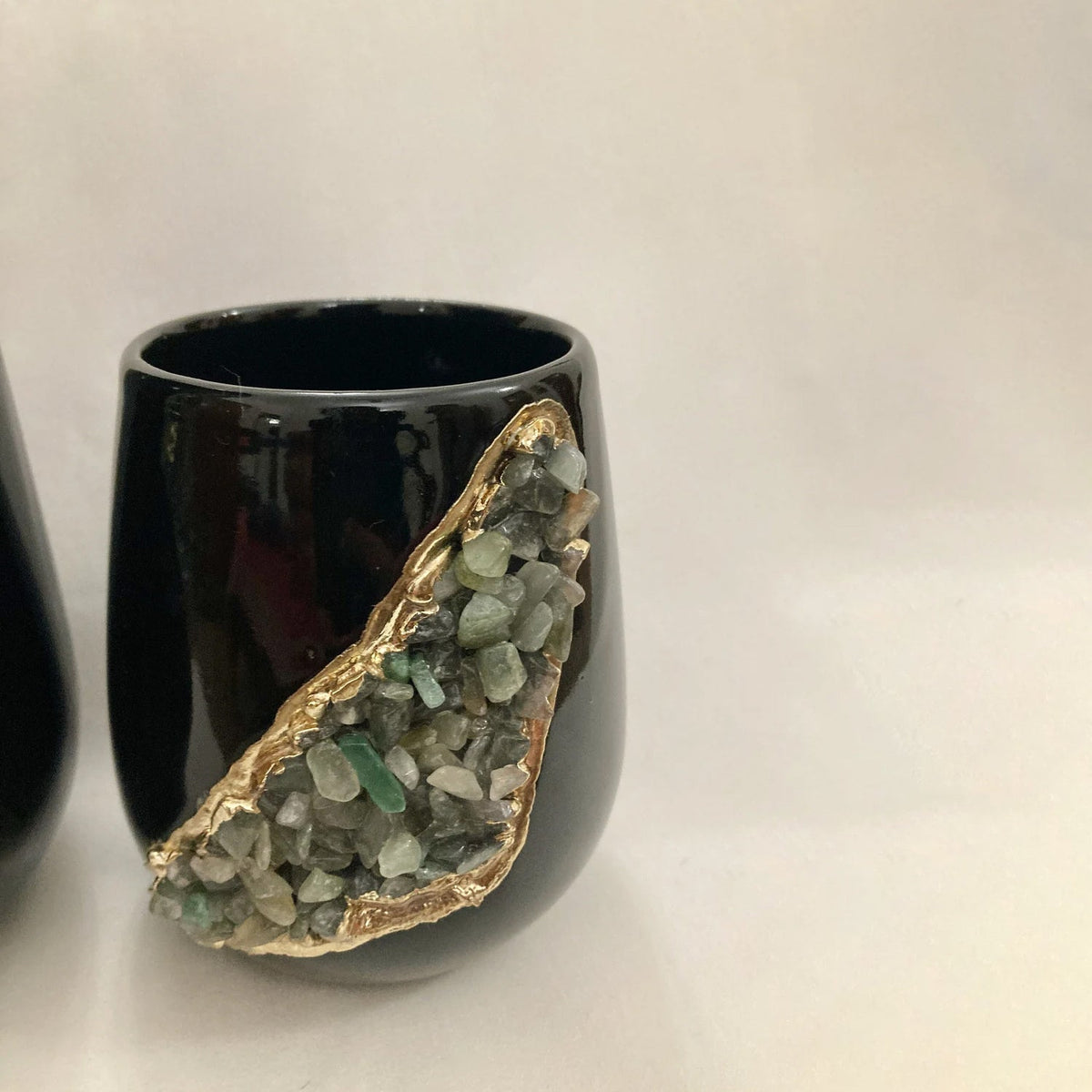 Set of 2 Black Ceramic Vases
