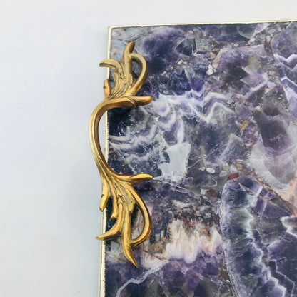 Amethyst Serving Tray with Brass Handles