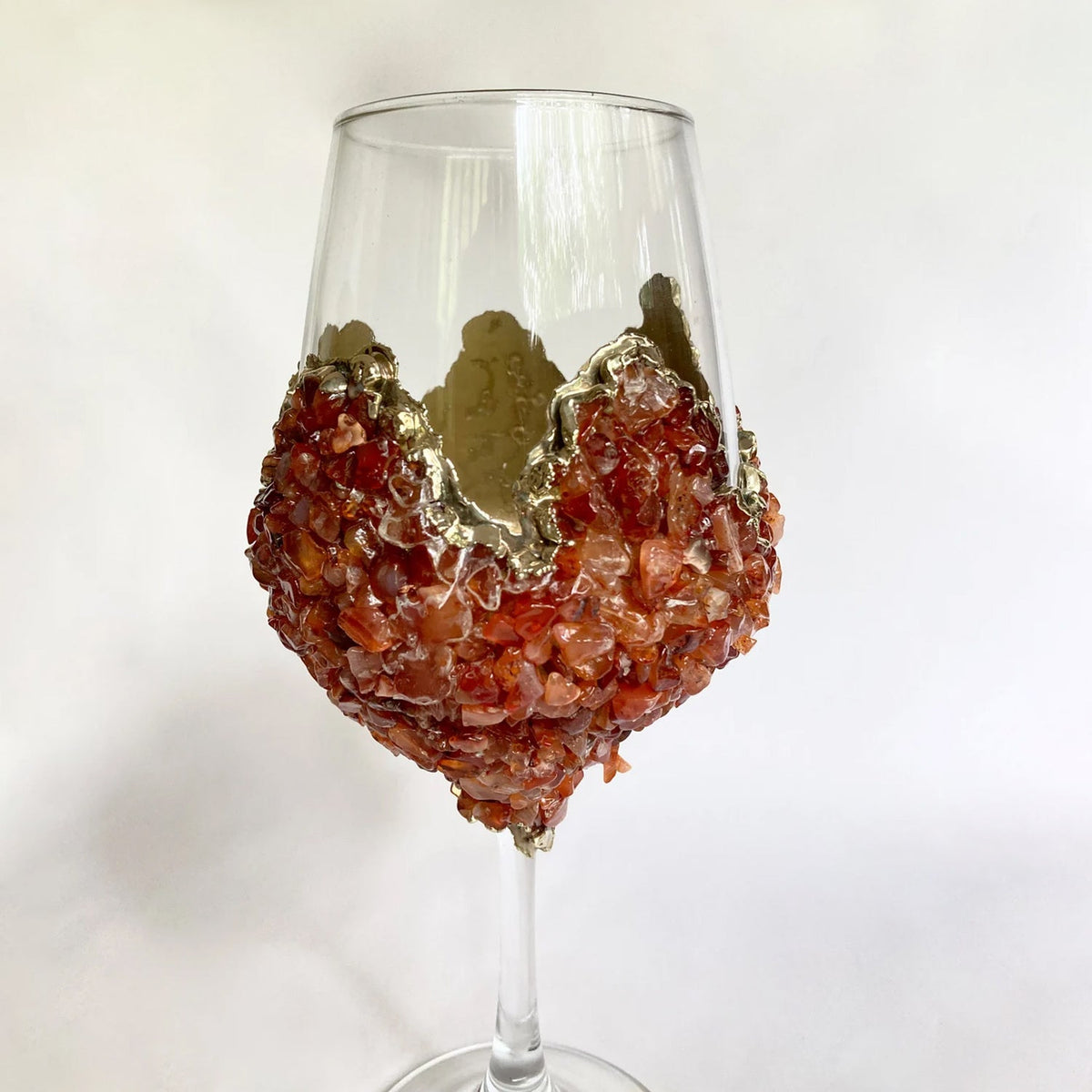Crystal Wine Glasses with Red Agate – Set of 2, 16 oz