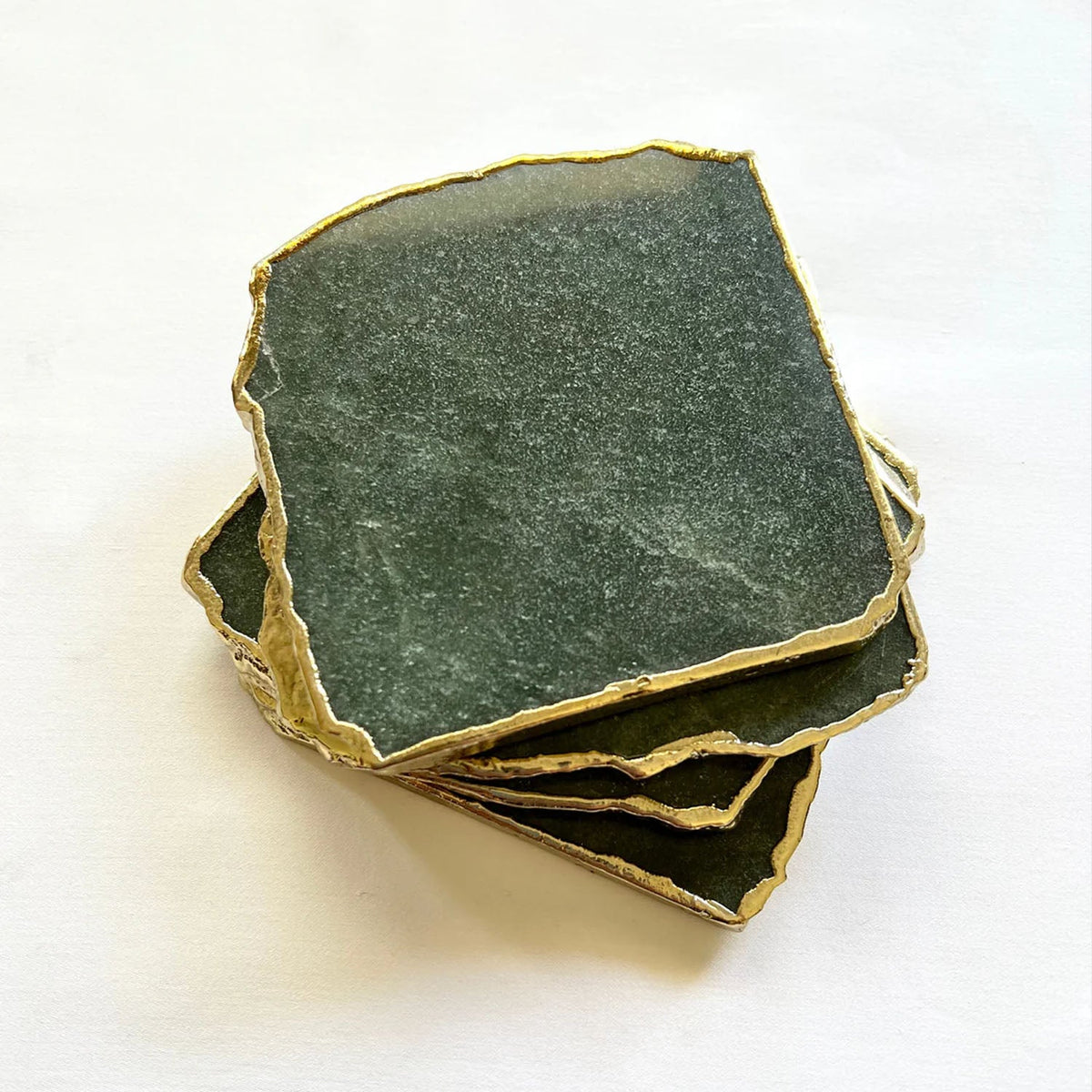 Emerald Green Aventurine Natural Edge Coasters – Set of 4