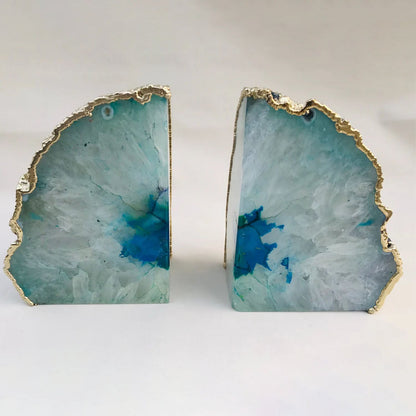 Aqua Agate Bookends