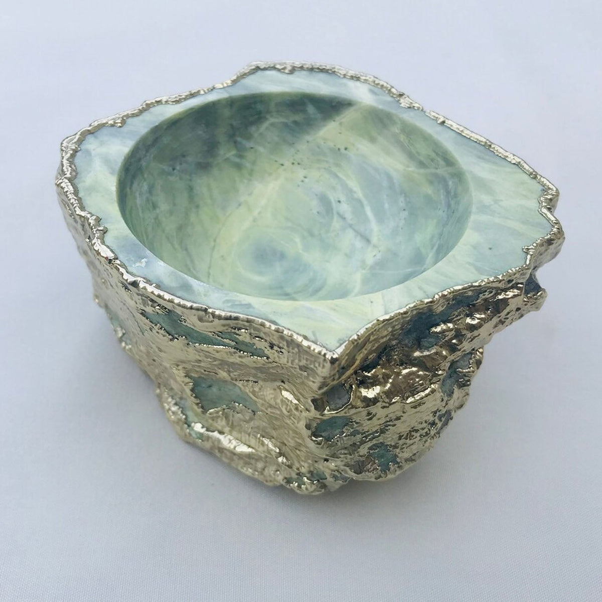 Lime Green Agate Geode Nut/trinket/Jewelry Bowl