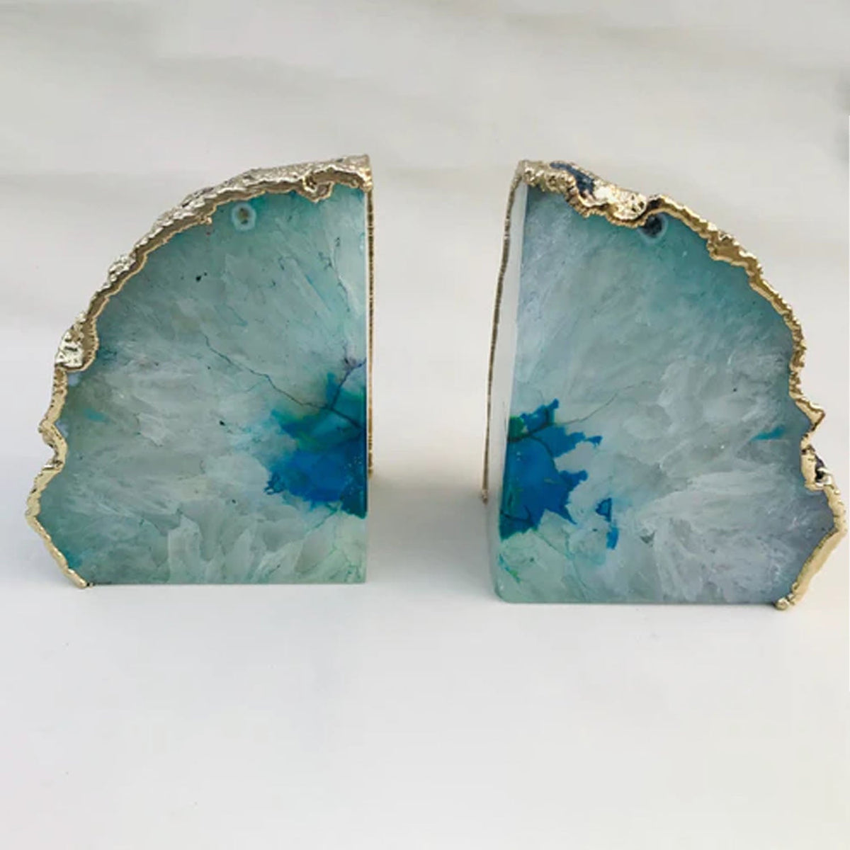 Aqua Agate Bookends