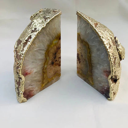 Natural Clear Agate Bookends