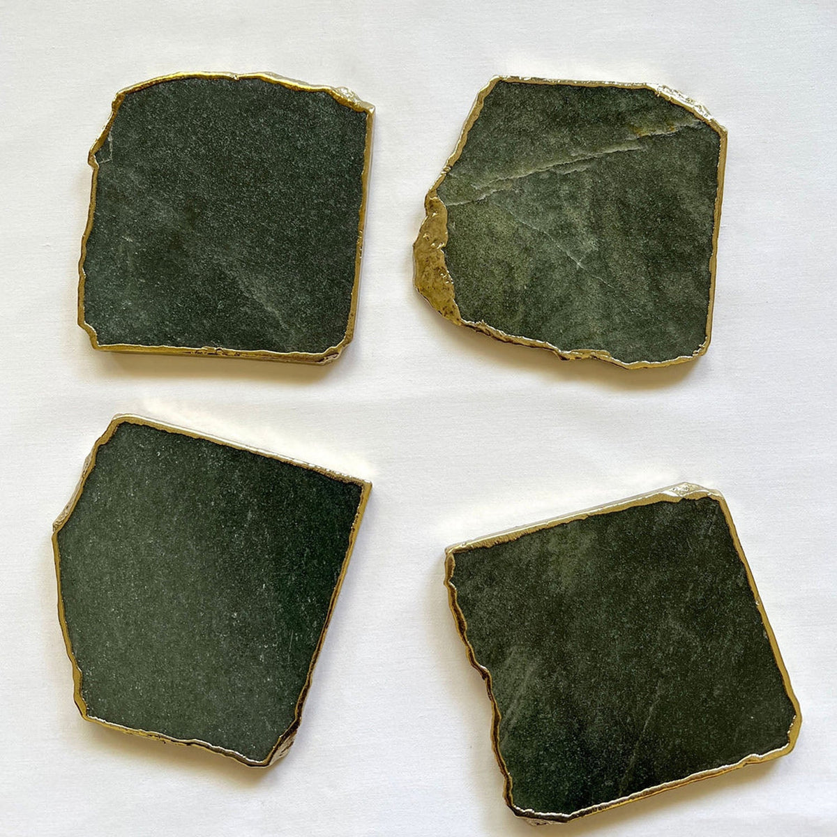 Emerald Green Aventurine Natural Edge Coasters – Set of 4