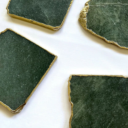 Emerald Green Aventurine Natural Edge Coasters – Set of 4