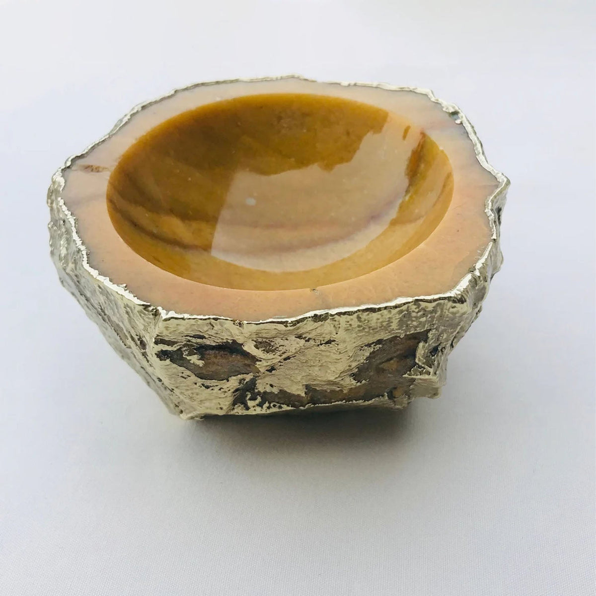 Mustard Yellow Agate Geode Nut/trinket/Jewelry Bowl