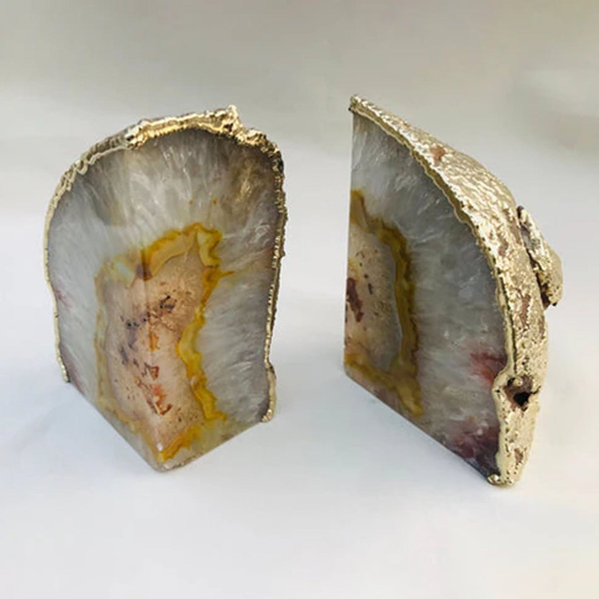 Natural Clear Agate Bookends