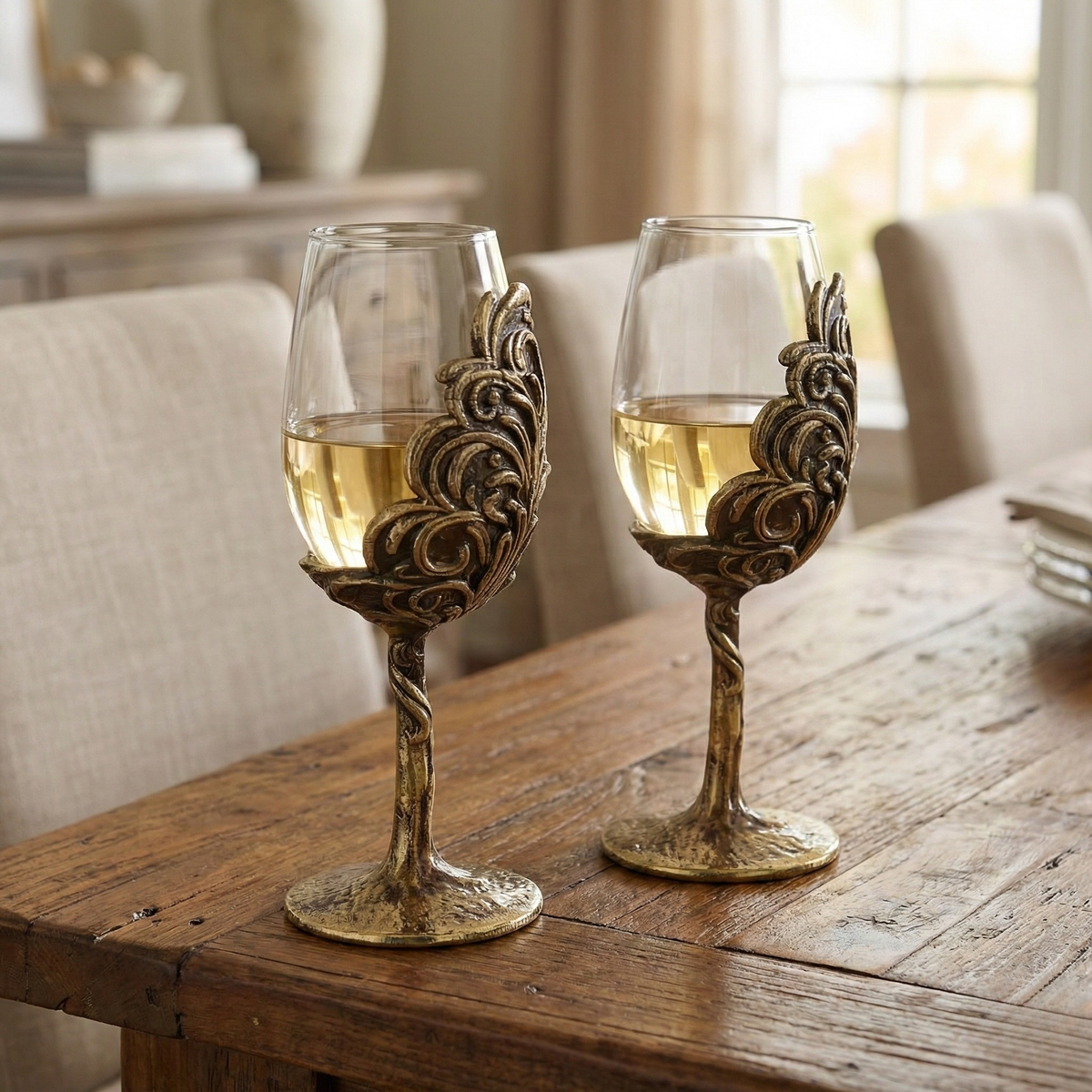 Handcrafted Leaf/Ambi Design Wine Glasses