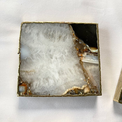Brown and Cream Agate Square Coasters – Set of 4