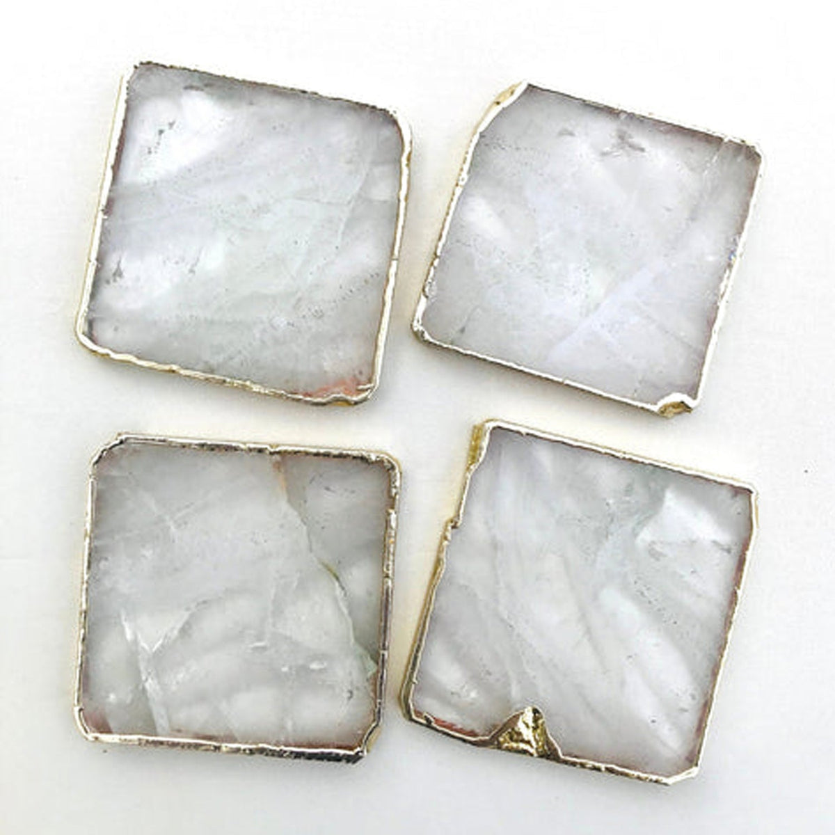 Clear Quartz Natural Edge Coasters – Set of 4