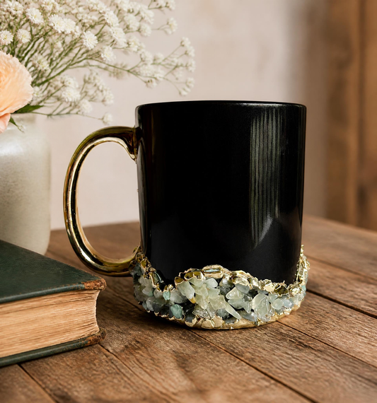 Handcrafted Set of 2 Crystal Base Ring Ceramic Mugs