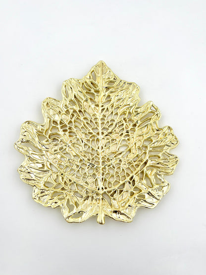 Skeletal Leaf Tray - Decorative Metal Tray | Centerpiece | Home Accent | Gold, Silver or Antique Finish