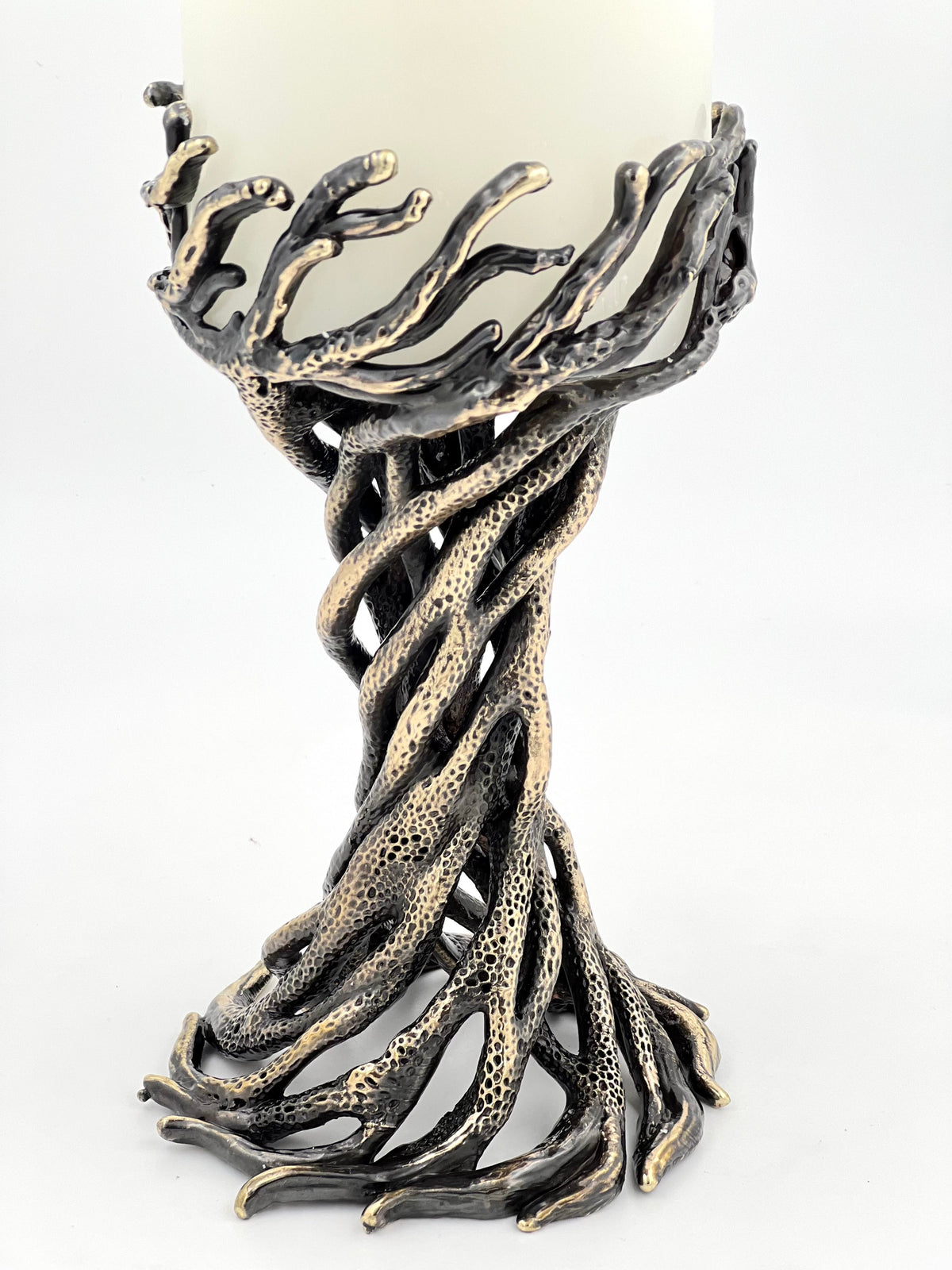 Bark Sculptural Pillar Candle Holder