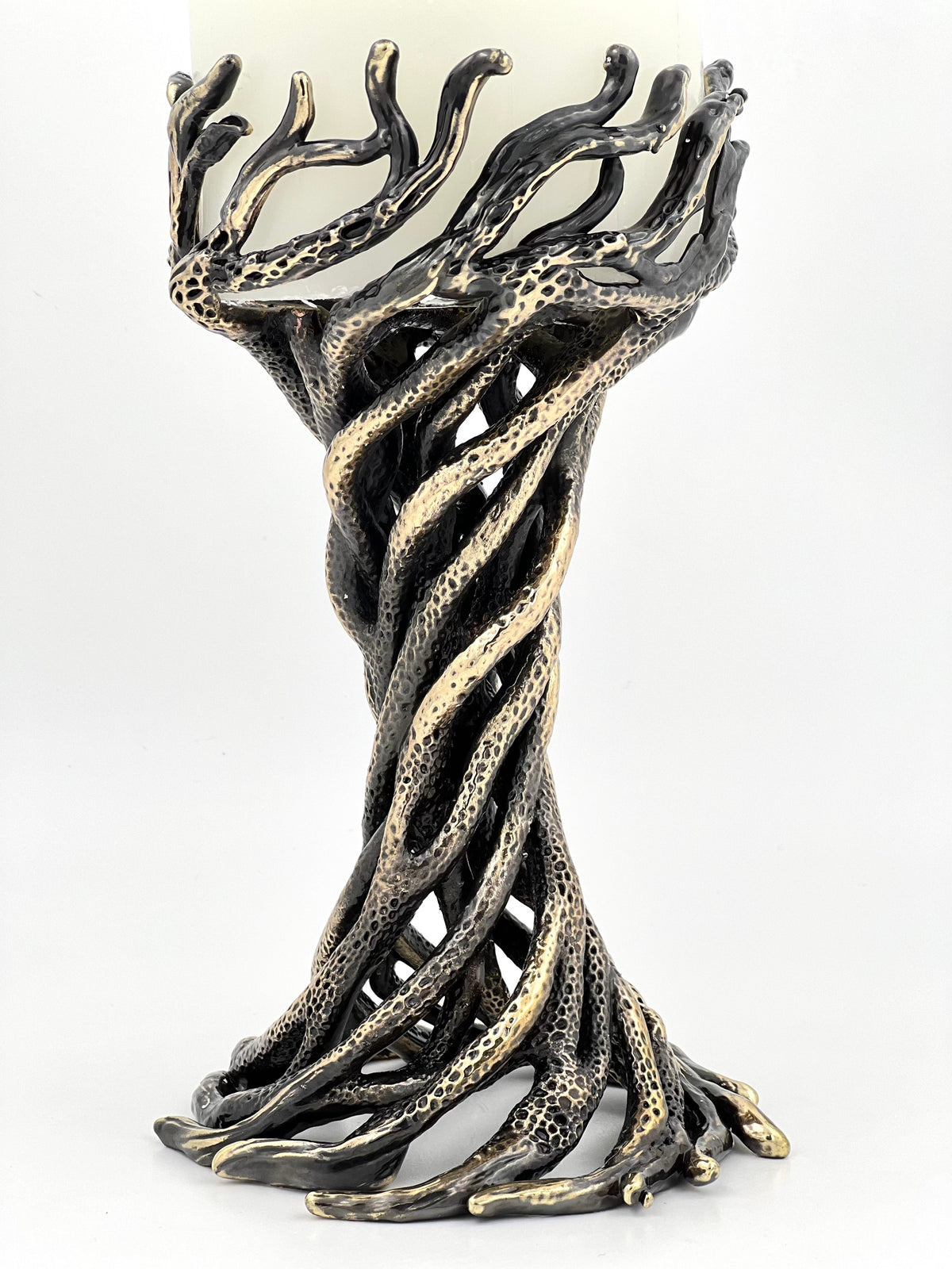 Bark Sculptural Pillar Candle Holder