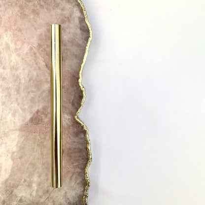 Large Rose Quartz Agate Serving Tray With Brass Handles 10"x15"