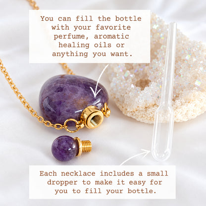 Heart Crystals Bottles 24 Karats Natural Crystals Necklaces