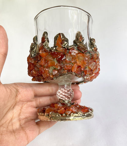Crystal Wine Glasses with Red Agate – Set of 2, 7 oz