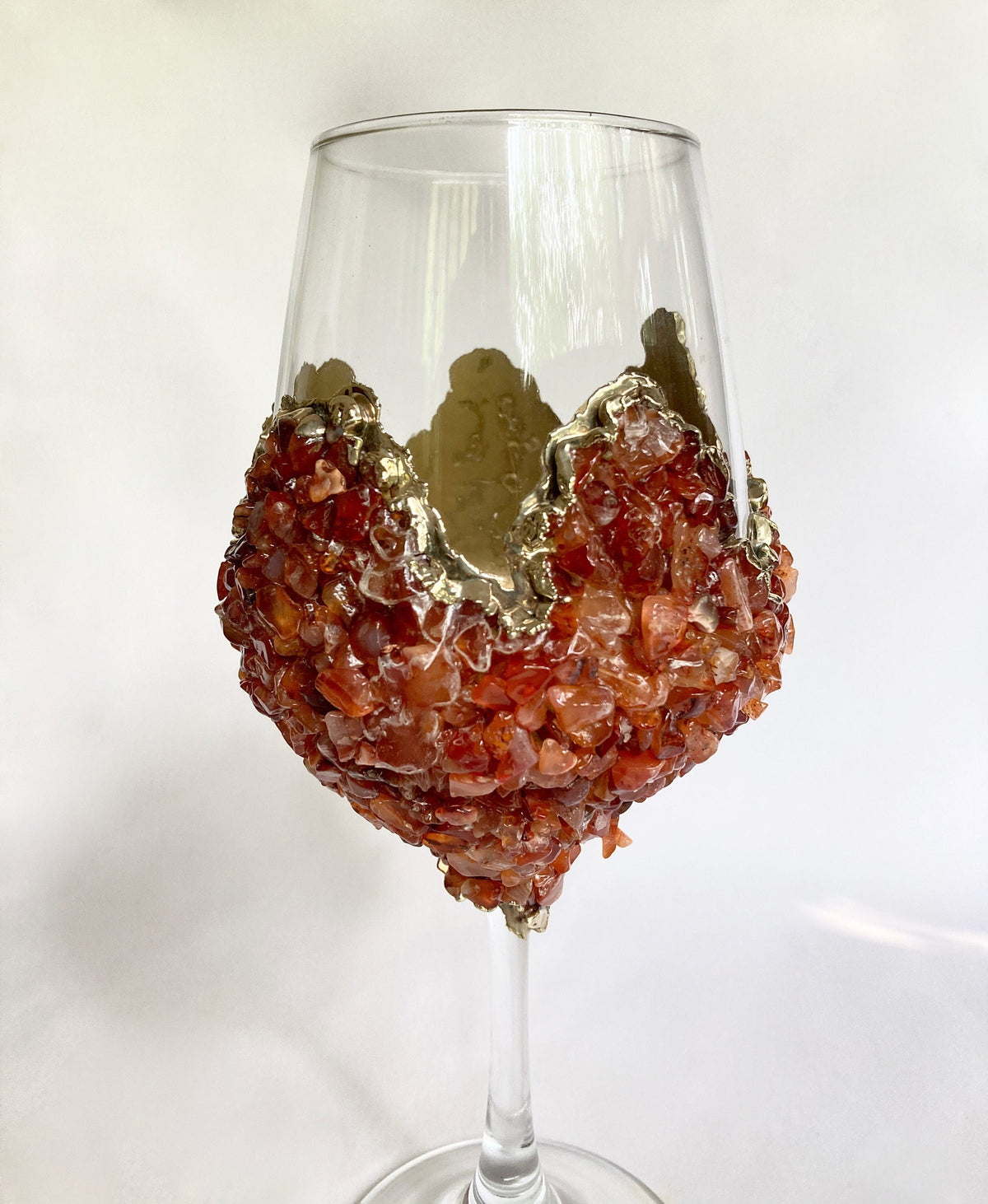 Crystal Wine Glasses with Red Agate – Set of 2, 16 oz