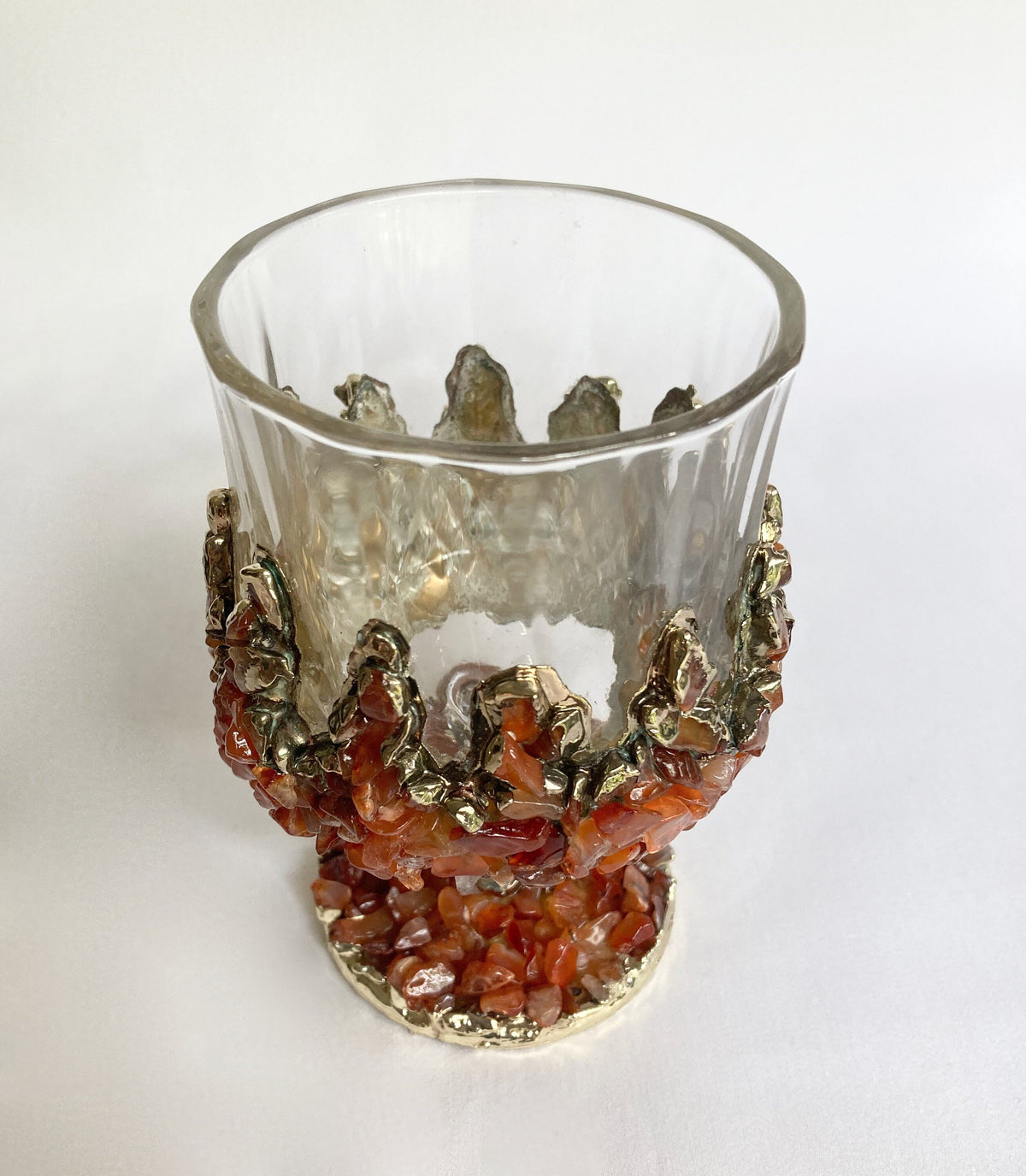 Crystal Wine Glasses with Red Agate – Set of 2, 7 oz