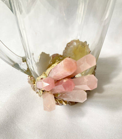 Handcrafted Crystal Coffee & Tea Glasses with Rose Quartz Agate