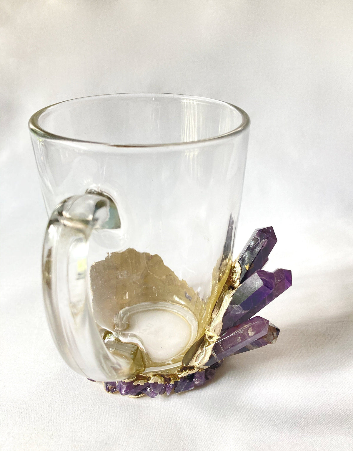 Handcrafted Crystal Coffee & Tea Glasses with Amethyst Agate
