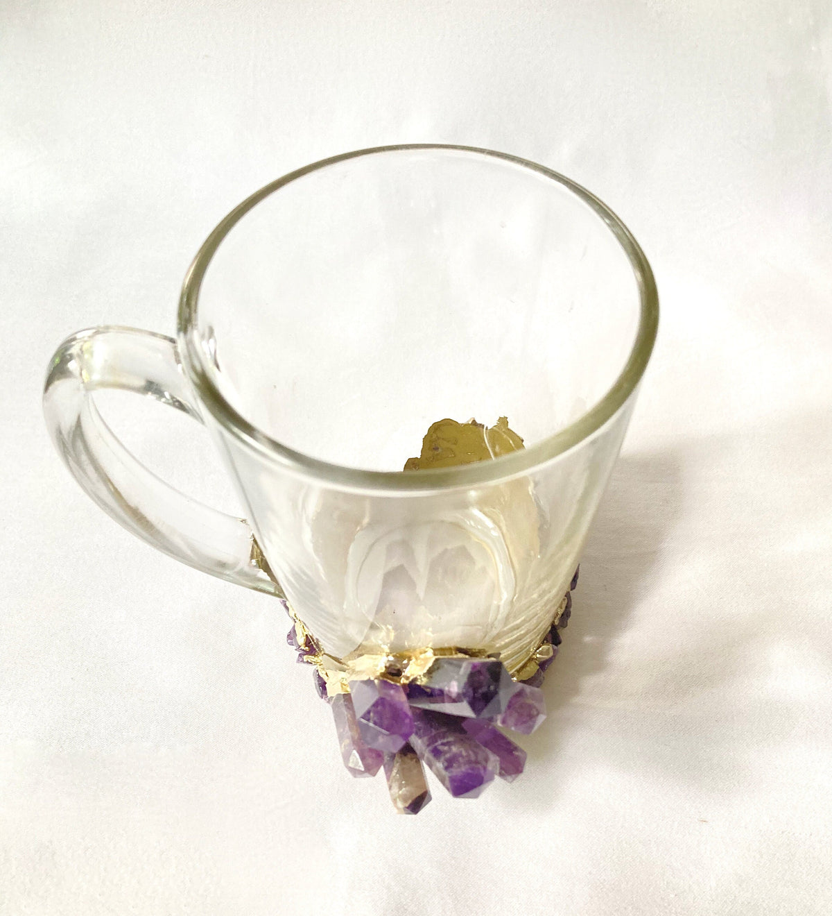 Handcrafted Crystal Coffee & Tea Glasses with Amethyst Agate
