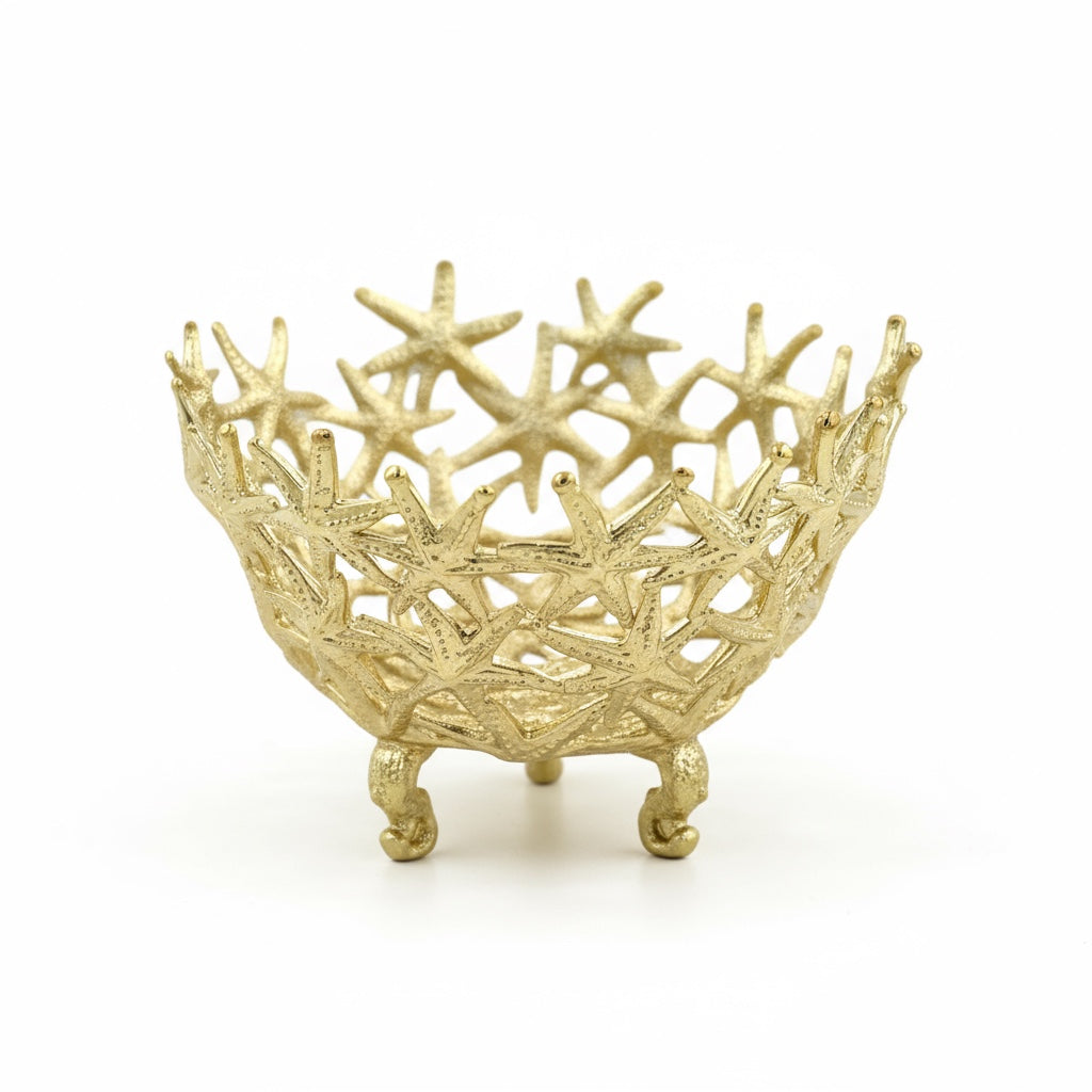 Starfish Bowl - Decorative Serveware | Candy Bowl | Centerpiece | Home Accent | Gold or Antique Finish