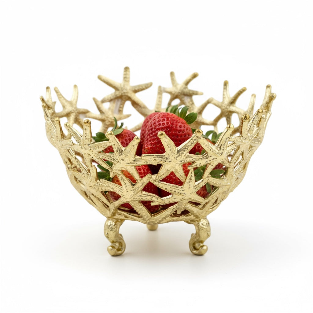 Starfish Bowl - Decorative Serveware | Candy Bowl | Centerpiece | Home Accent | Gold or Antique Finish