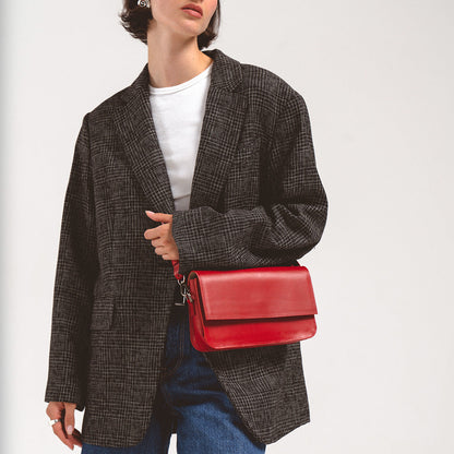 Leather Shoulder Bag - Curie  (Brown)-4